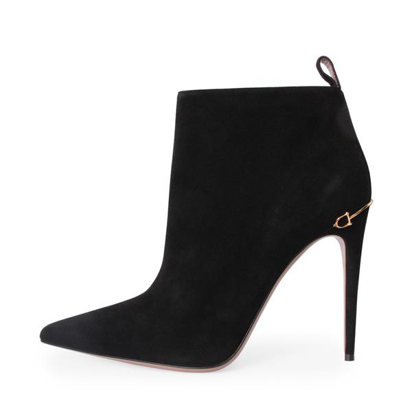 Suede Horsebit Ankle Booties Black