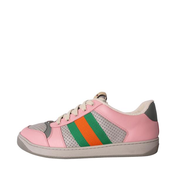 Garden Leather Distressed Screener Sneakers Pink