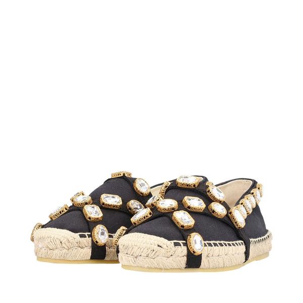 Canvas Crystal Embellished Espadrilles Black