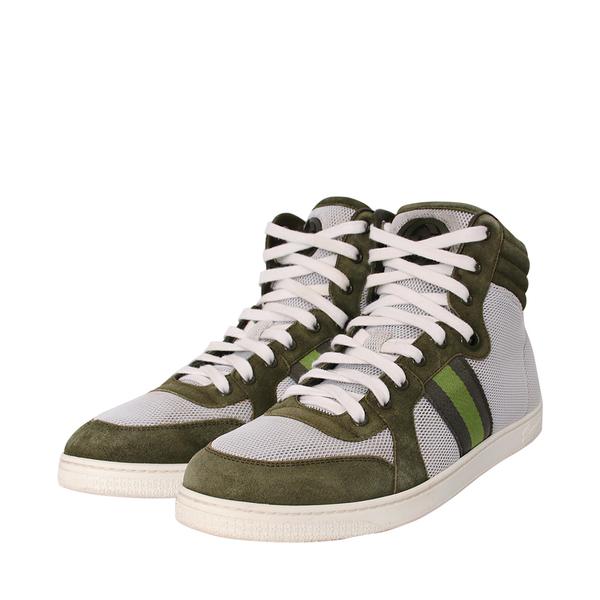 Suede/Mesh Web High Top Sneakers Green/White