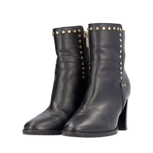 Leather Studded Ankle Boots Black