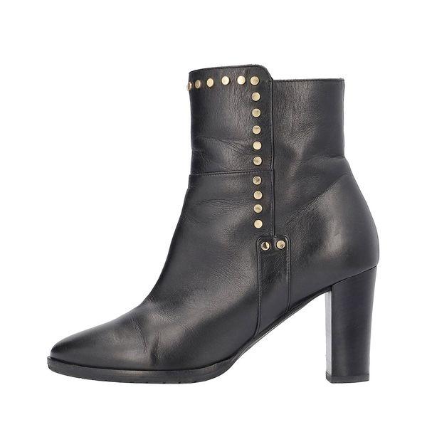 Leather Studded Ankle Boots Black