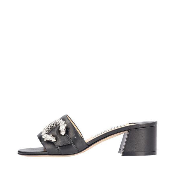 Leather Embellished Minea Mules Black