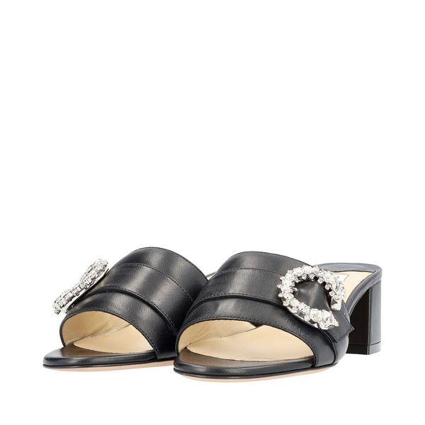 Leather Embellished Minea Mules Black