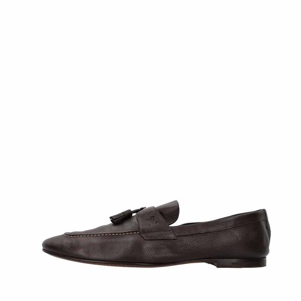 Leather Tassel Loafers Brown