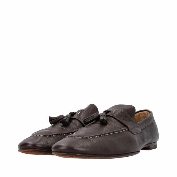 Leather Tassel Loafers Brown