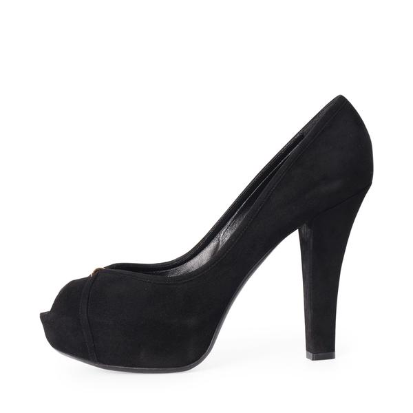 Suede Peep Toe Pumps Black