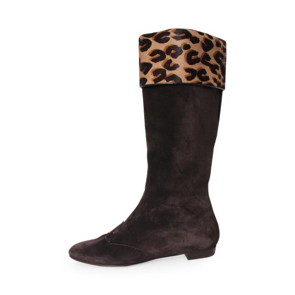 Suede/Pony Hair Boots Brown/Leopard Print