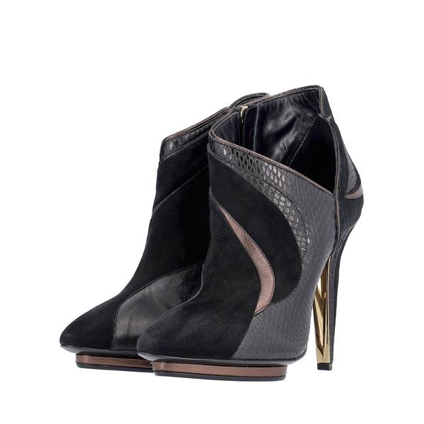 Mix Material Ankle Boots Black