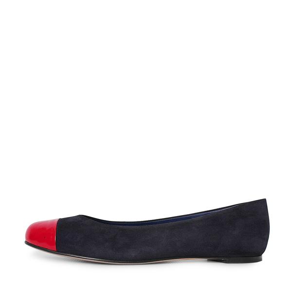 Suede/Leather Ballerina Flats Navy/Red