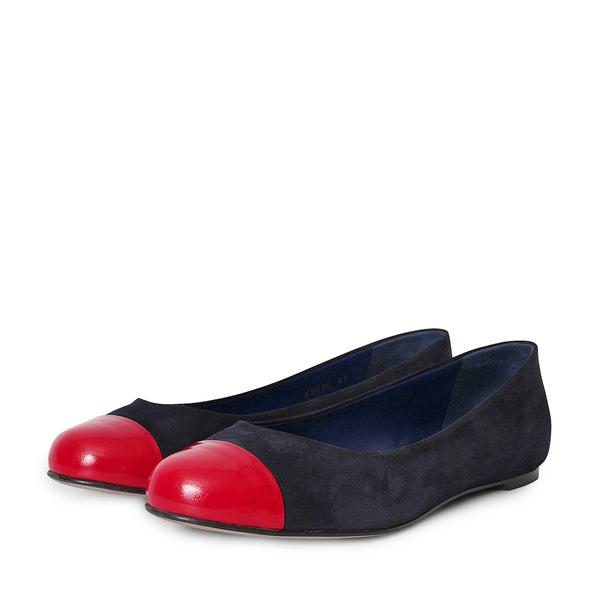 Suede/Leather Ballerina Flats Navy/Red