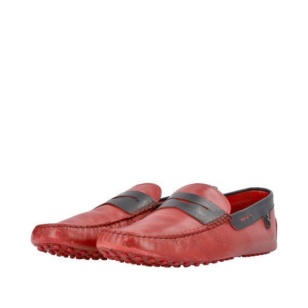 For Ferrari Leather Gommino Loafers Red/Black