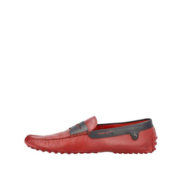 For Ferrari Leather Gommino Loafers Red/Black