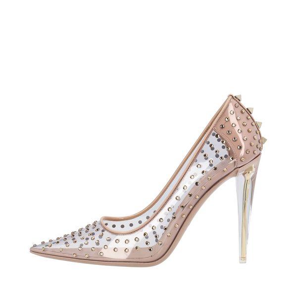 Embellished PVC Rockstud Pumps Nude