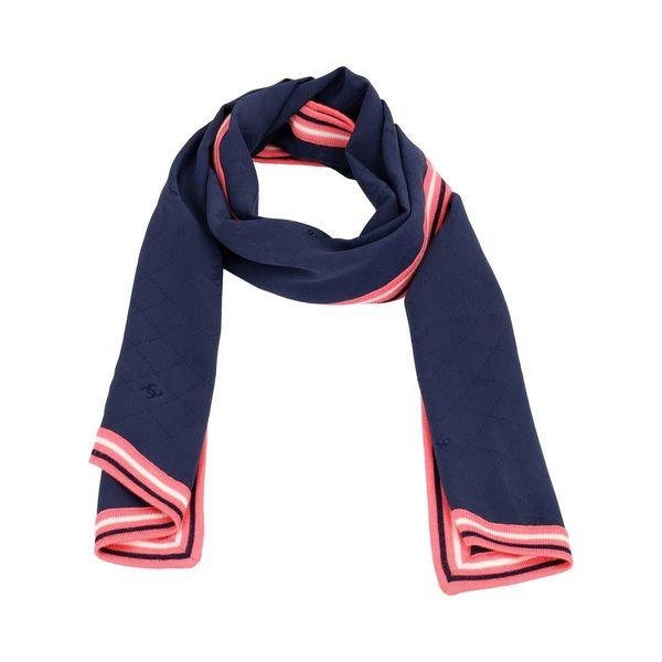 Silk Wool Diamond Scarf Navy Pink