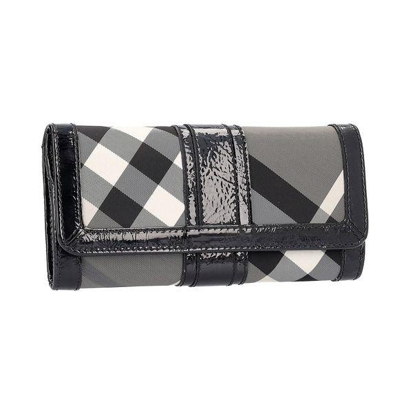 Nylon/Patent Check Continental Wallet Grey