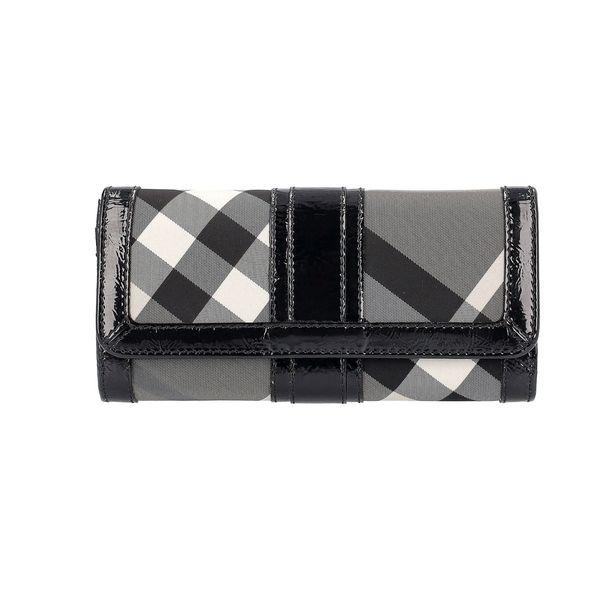 Nylon/Patent Check Continental Wallet Grey