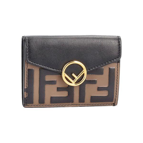 Leather Zucca Trifold Wallet Black