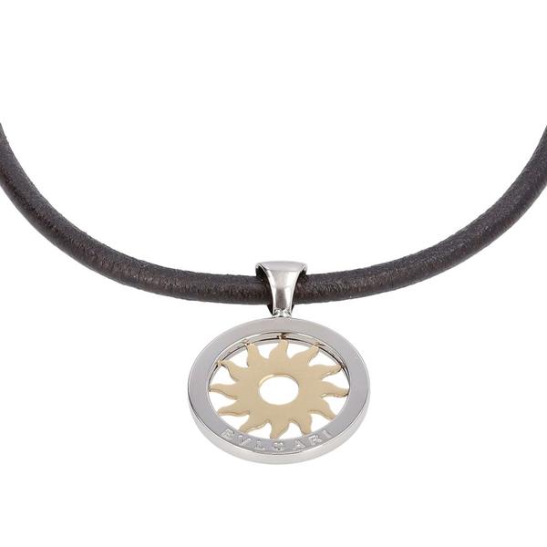 Gold/Stainless Steel Tondo Sun Pendant Necklace