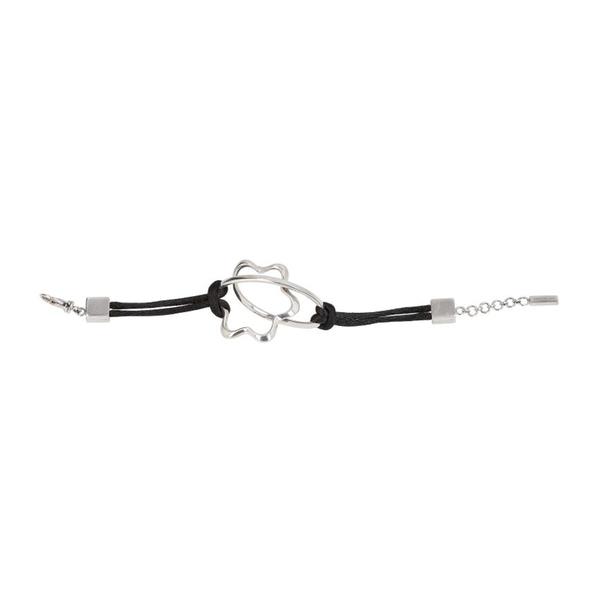 Sterling Silver Star Cord Bracelet Black