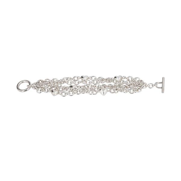 . Sterling Silver Heart Multistrand Toggle Bracelet