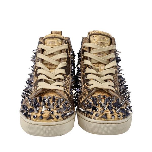 Python Spiked High Top Sneakers Beige