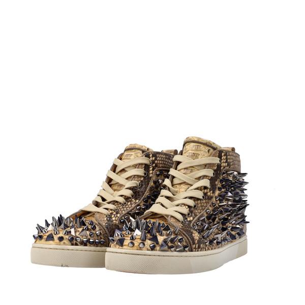 Python Spiked High Top Sneakers Beige