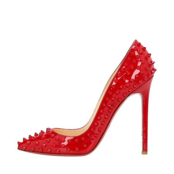 Patent Pigalle Spikes Pumps Red