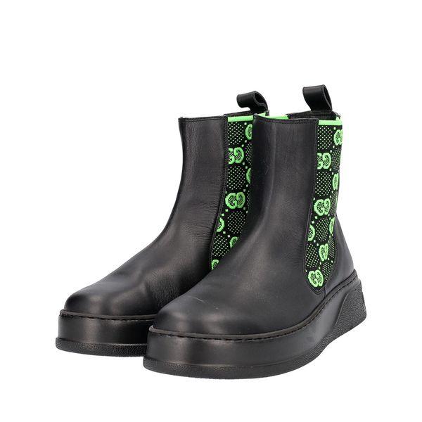 Leather GG Jersey Chelsea Boots Neon Black