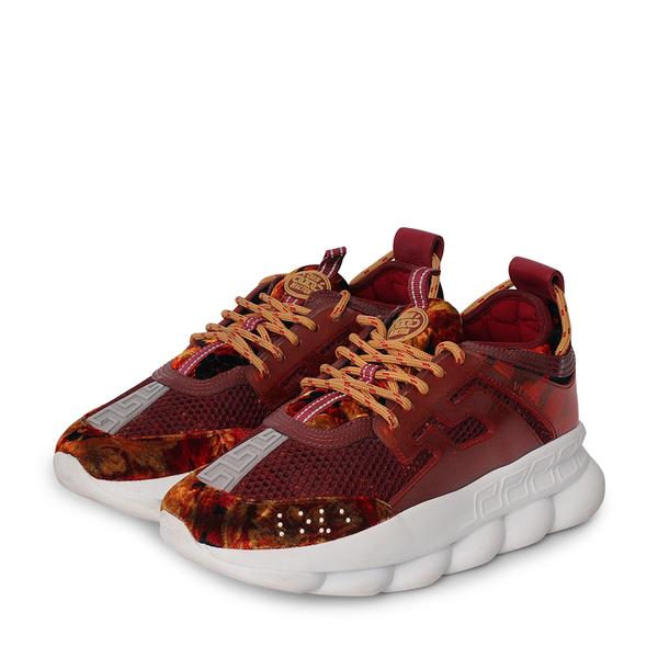 Suede/Mesh Chain Reaction Trainers Burgundy