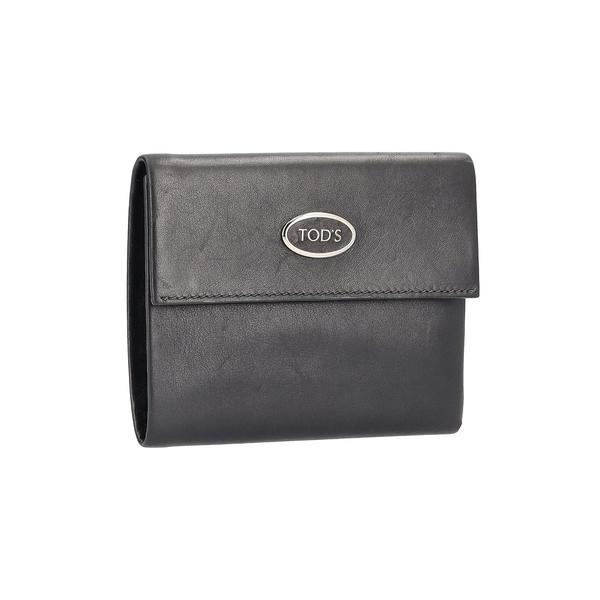 Vintage Leather Folding Wallet Black