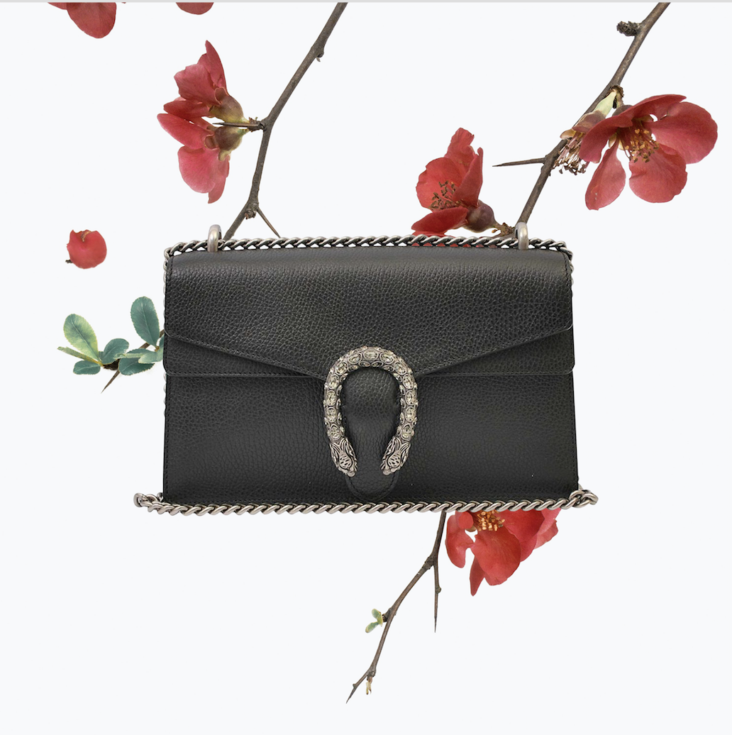 GUCCI-Leather-Dionysus-Small-Shoulder-Bag-Black