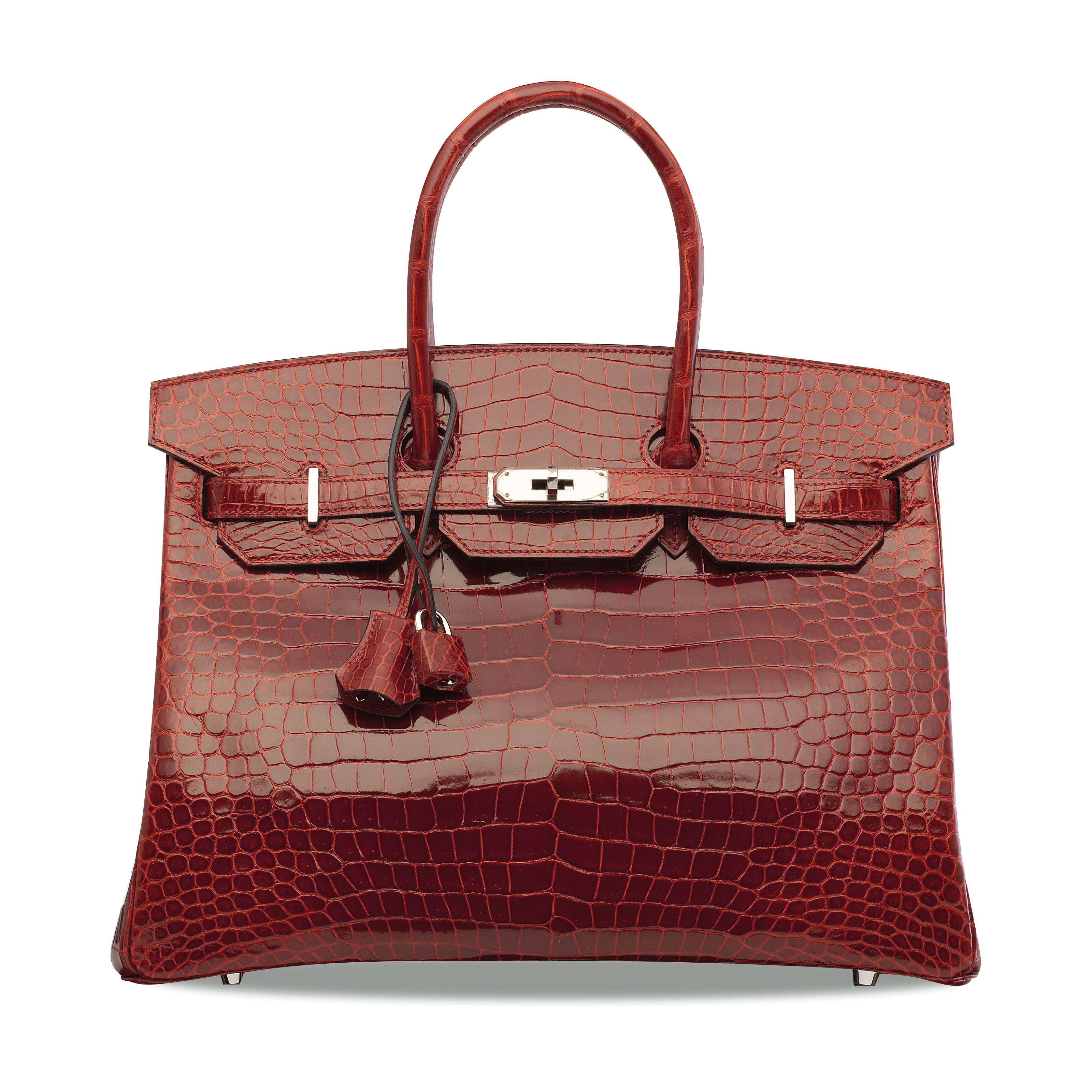 Hermes Rouge H Porous Crocodile Handbag