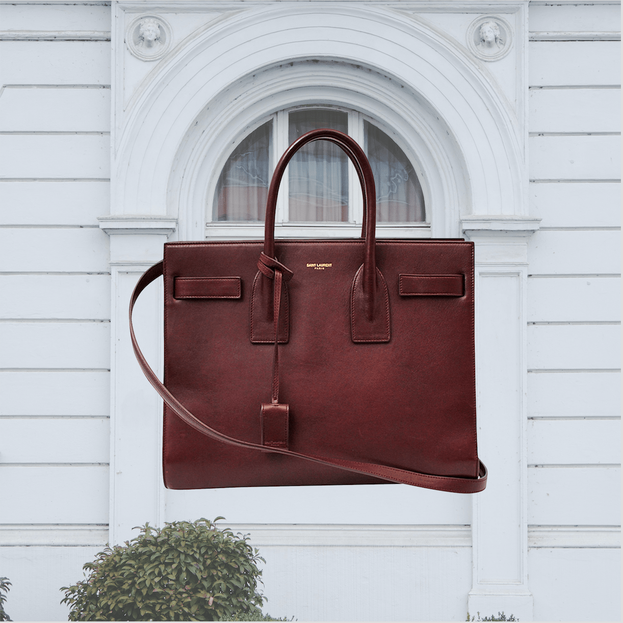 Saint Laurent Leather Sac de Jour Satchel in Burgundy