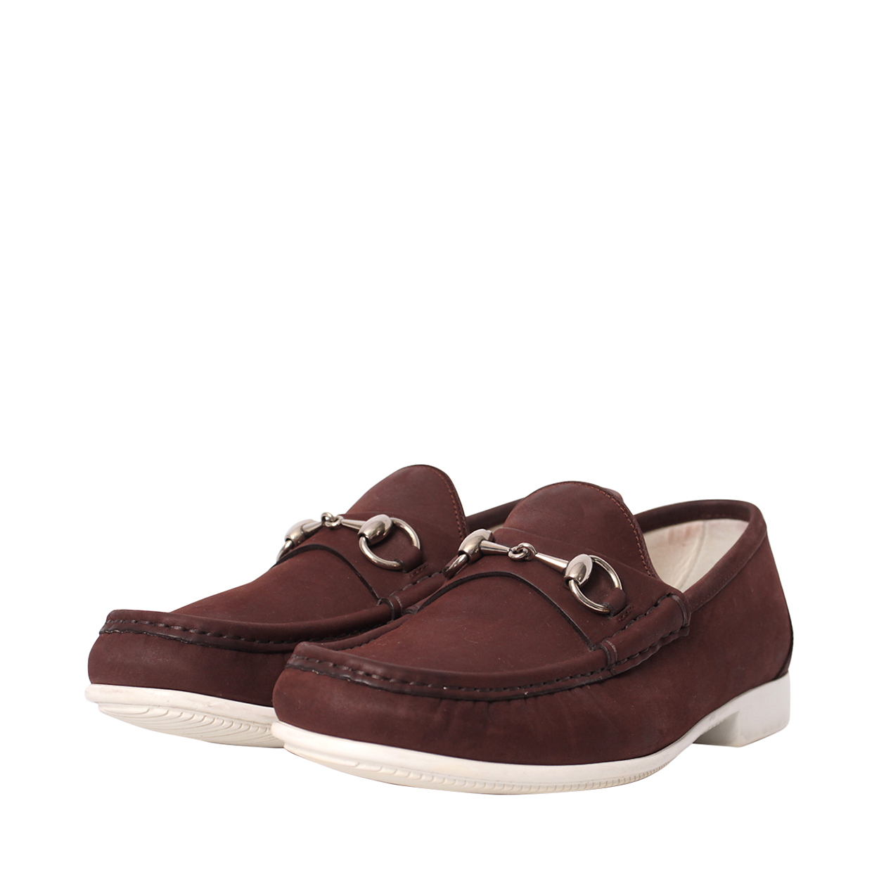 Suede Horsebit Loafers Brown
