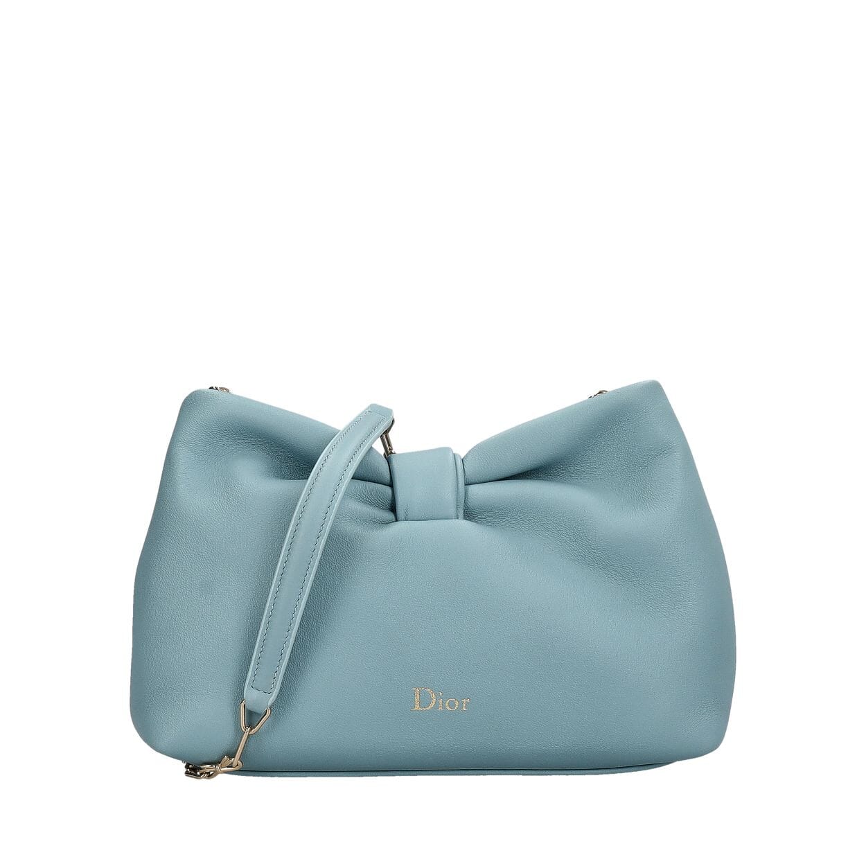 Dior Leather Bow Clutch Bag Blue
