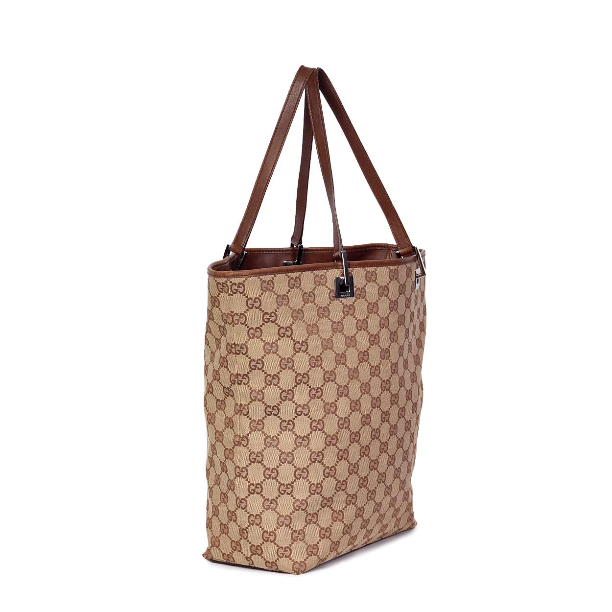 GUCCI Monogram Canvas & Leather Shoulder Tote Brown - Luxity