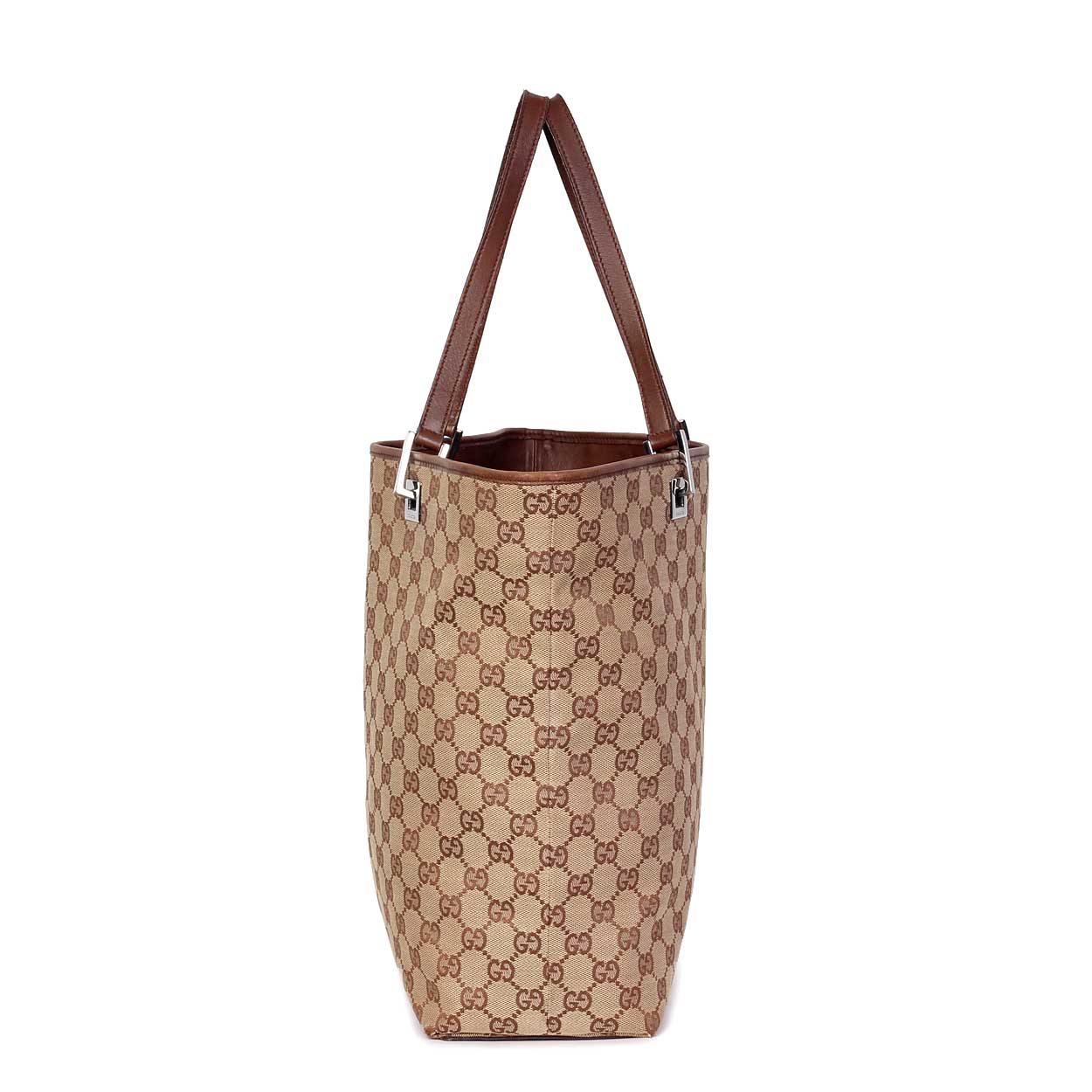 GUCCI Monogram Canvas & Leather Shoulder Tote Brown - Luxity