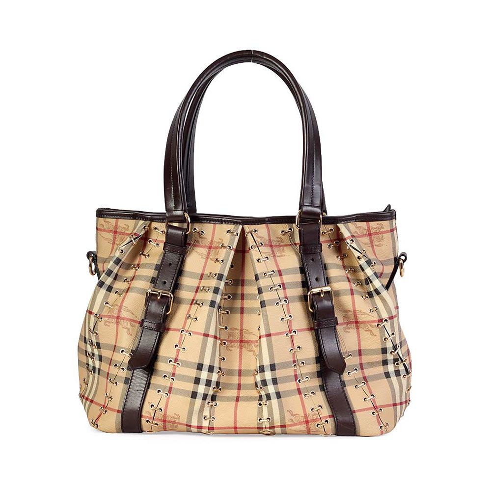 BURBERRY Haymarket Check Metal Stitches Tote | Luxity
