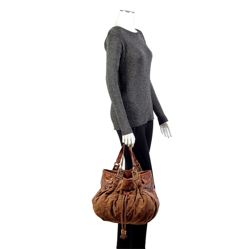Louis Vuitton Brown Monogram Suede Irene Coco Leather Patent leather  ref.133236 - Joli Closet