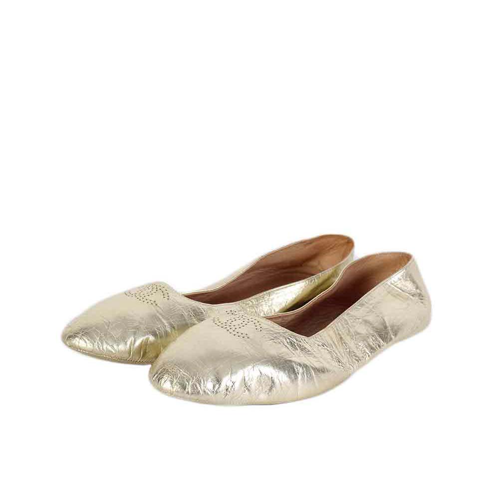 CHANEL Gold Leather Slippers - S: 40 (7.5) | Luxity