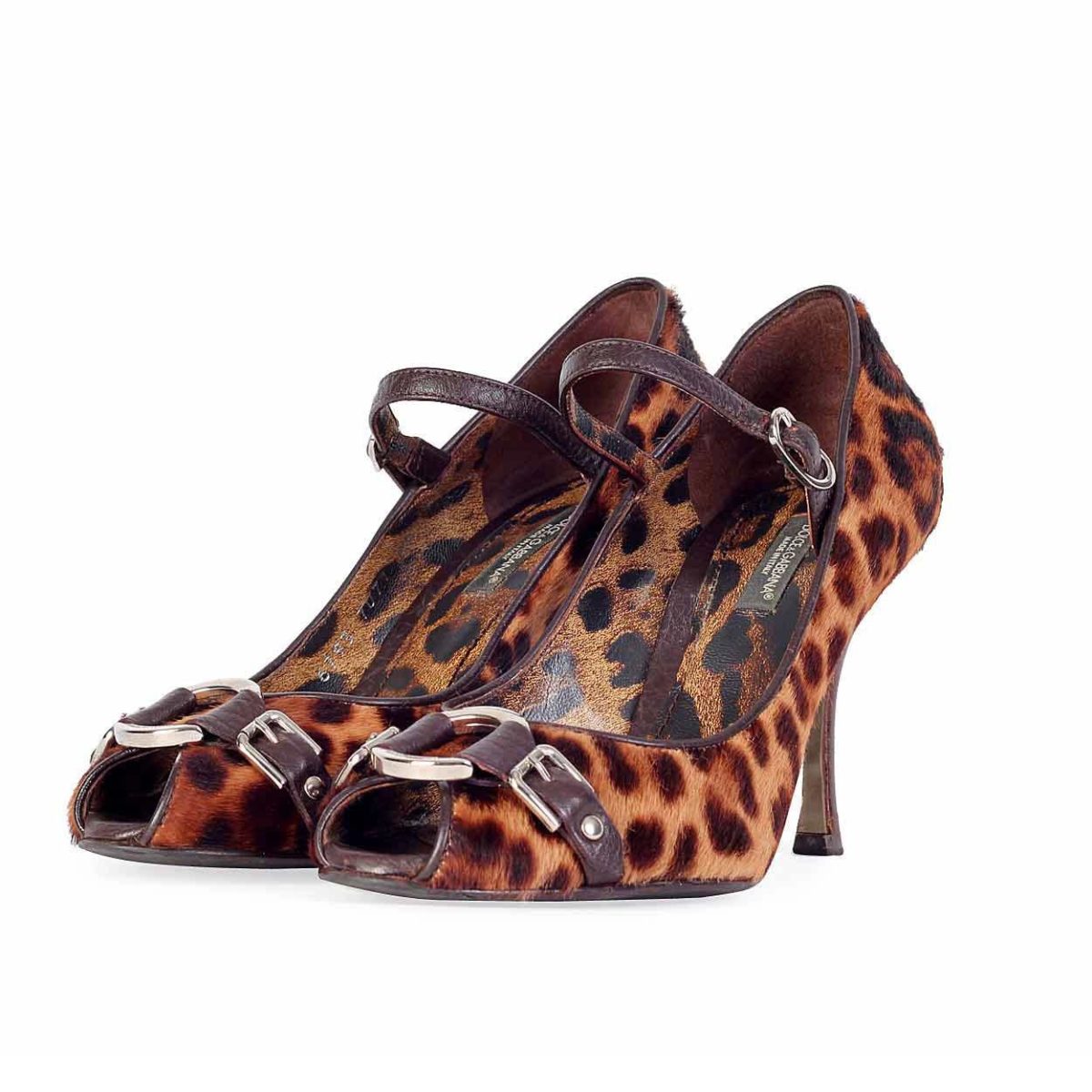 leopard pony hair heels