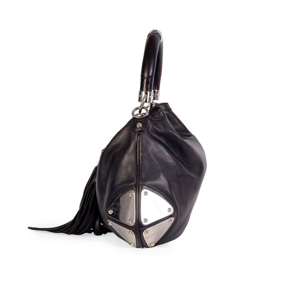 GUCCI Leather Indy Hobo Tassel Bag Medium Black | Luxity