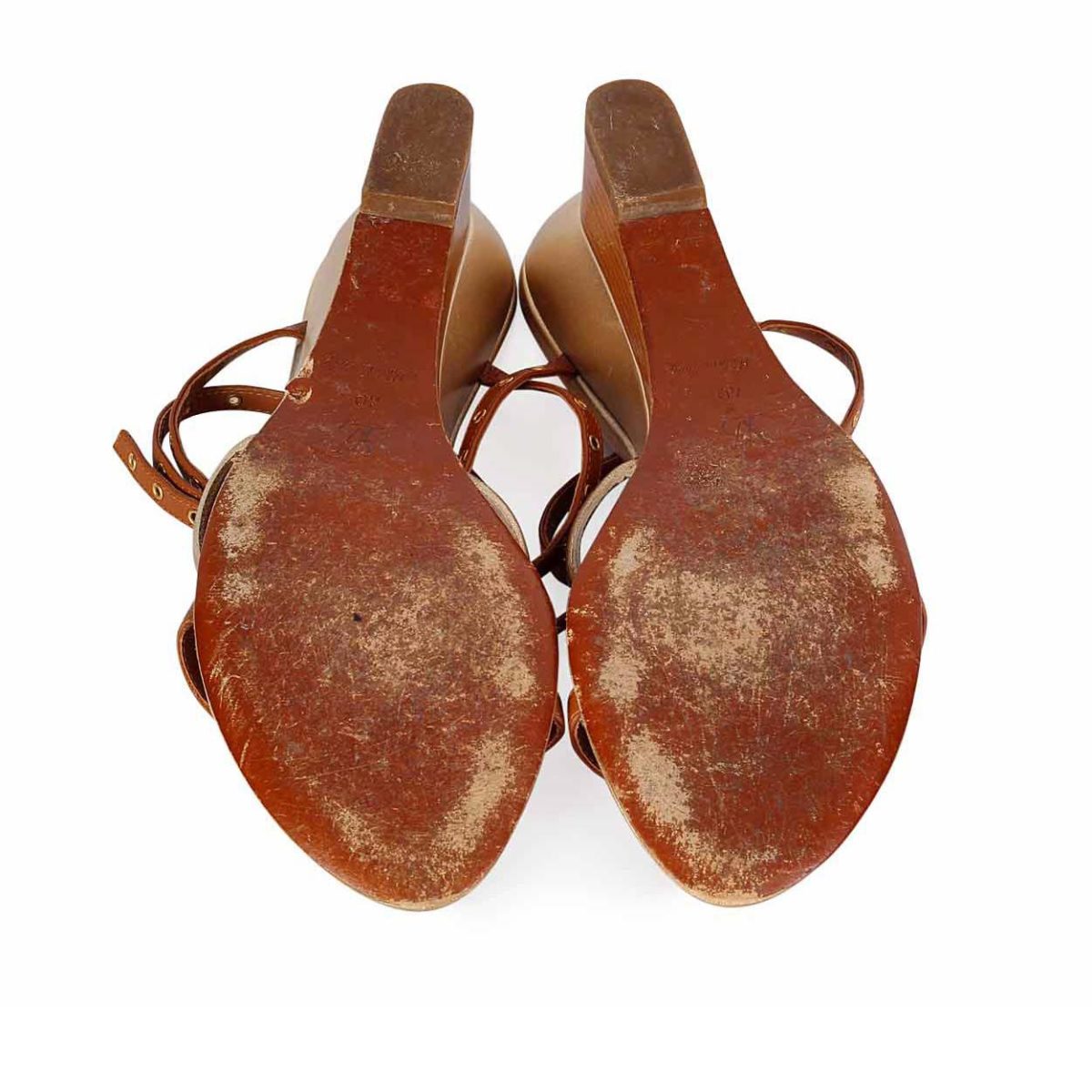 LOUIS VUITTON Brown Leather Wooden Slides Sandals - S: 40 (6.5) | Luxity