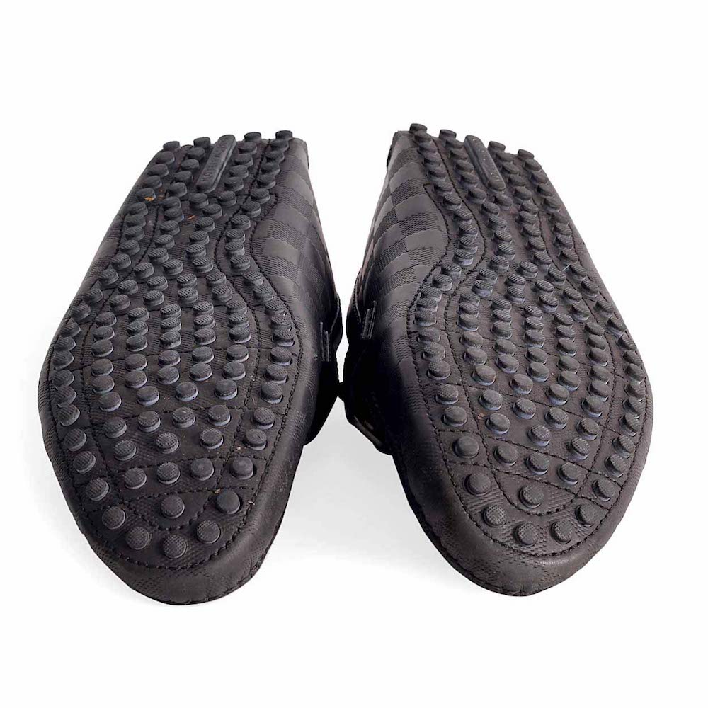 LOUIS VUITTON Damier Graphite Hockenheim Men&#39;s Moccasin - S: 44 (9.5) | Luxity