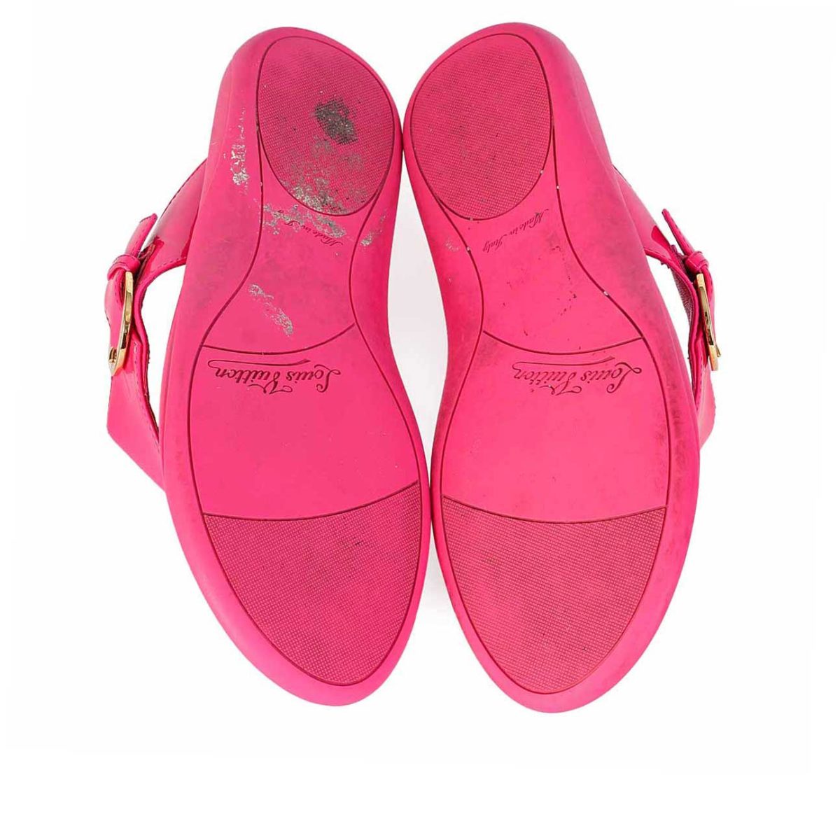 LOUIS VUITTON Hot Pink Patent Leather Thong Slippers - S:36 (3.5) - Luxity