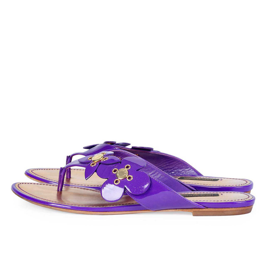 LOUIS VUITTON Patent Leather Thongs Purple - S: 37 (4) | Luxity