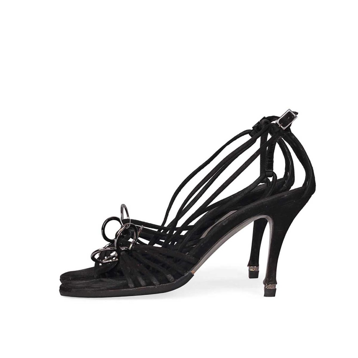 LOUIS VUITTON Suede Strappy Sandals Black - S: 36 (3.5) | Luxity