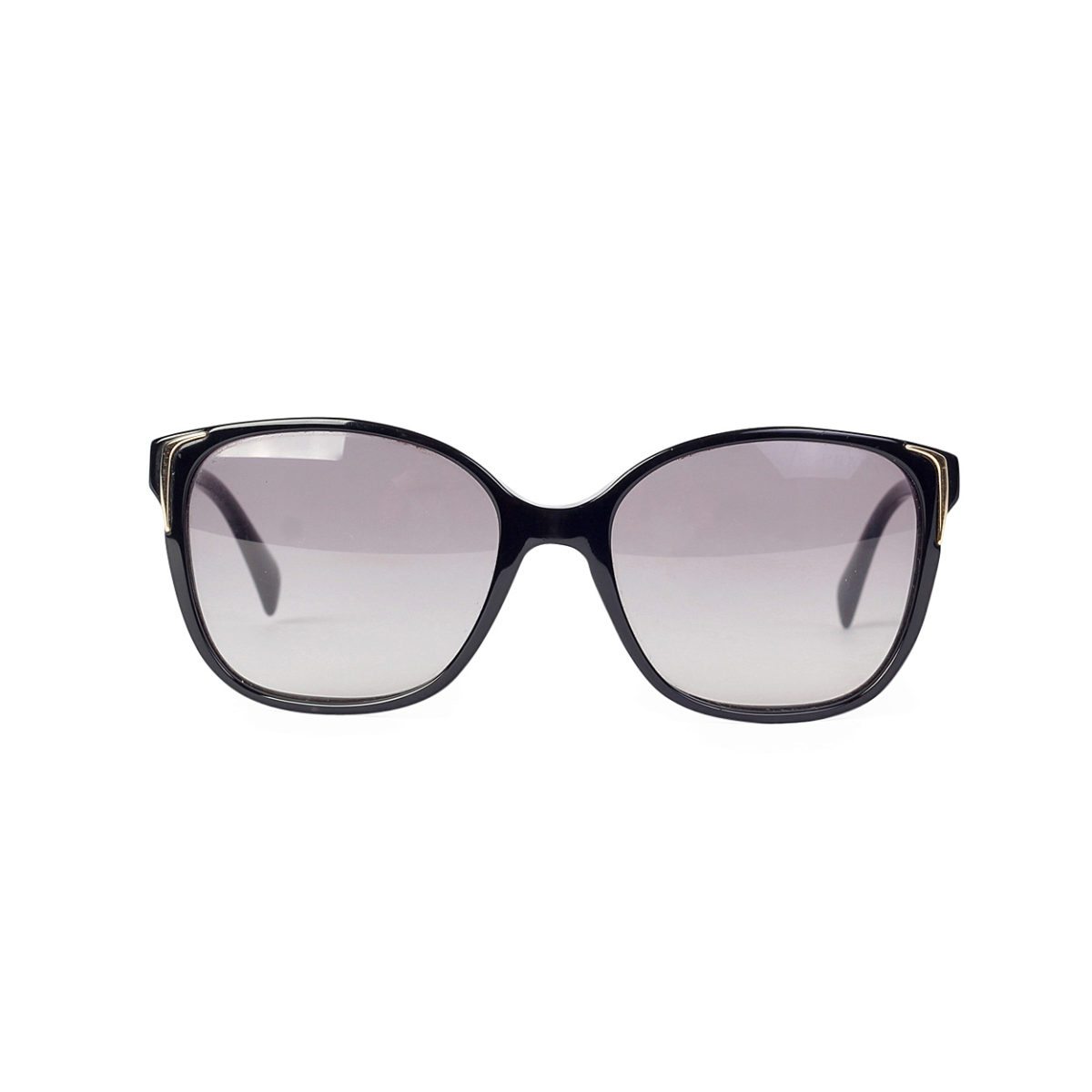 PRADA Black Cat-Eye Gold Corner Sunglasses SPR010 | Luxity