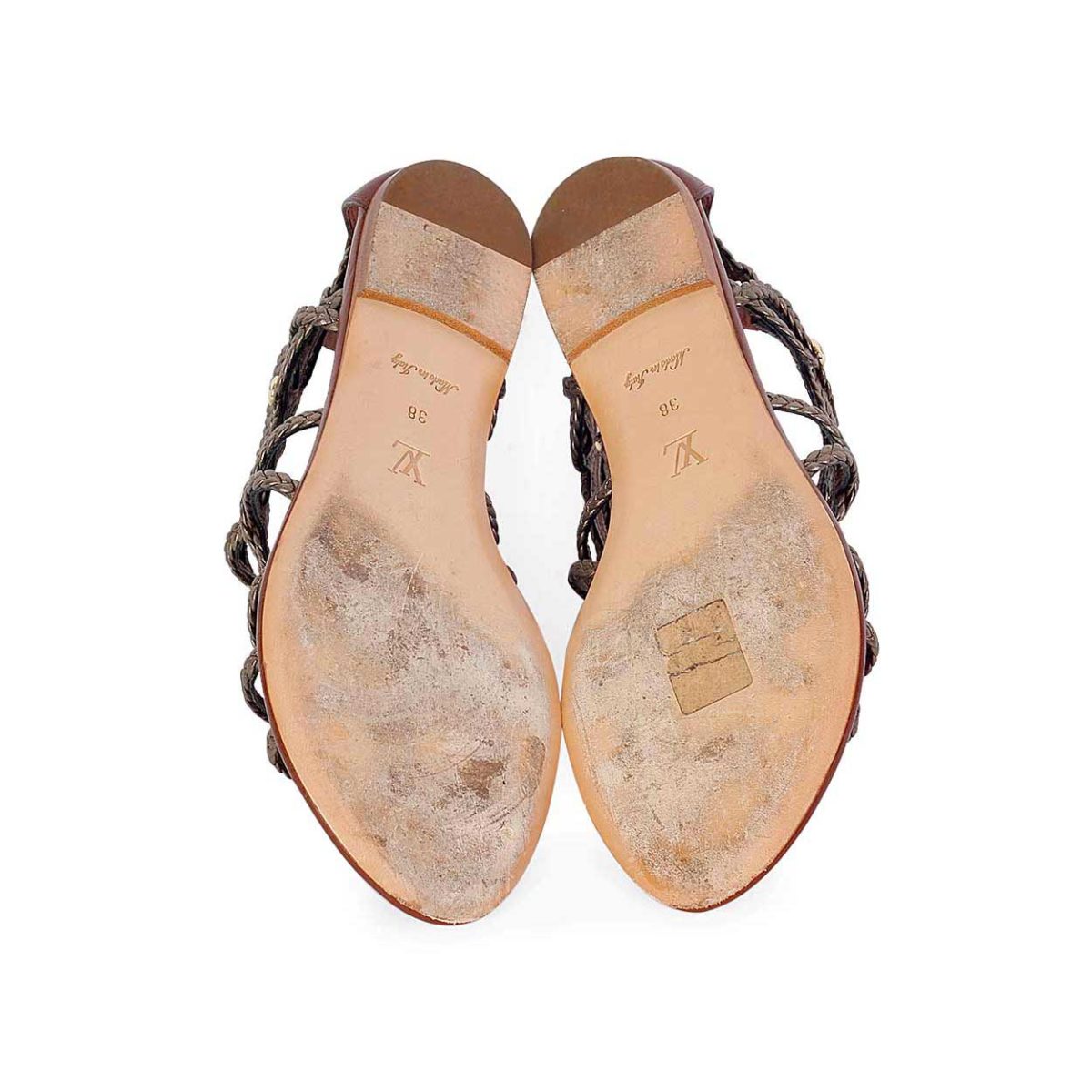 LOUIS VUITTON Bronze Gladiator Flat Sandals – S: 38 (5) | Luxity